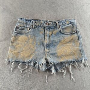 Vintage 90s Levis Jean Shorts Mens 38 (Fits 34) Blue Light Wash 505 Cut Off USA